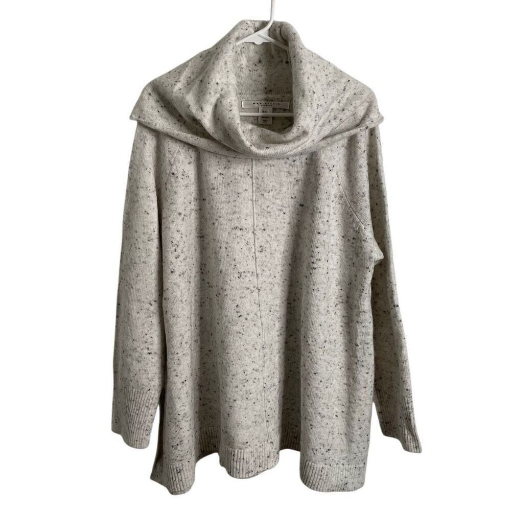 Max Studio Womens Funnel Cowlneck Sweater 2X Cream Marle Oversized Gilmore Girls
